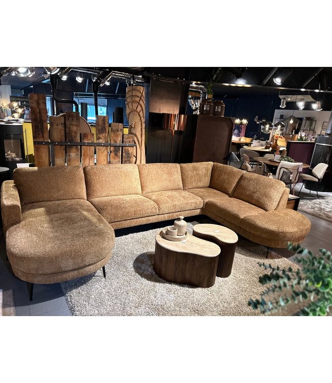 Rispens Living bank ronde vorm Venga 28 Cognac – longchair + 3-zits + eiland