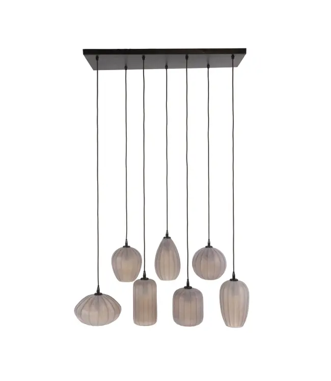 Rispens Hanglamp Altura 4+3-lichts sienna bruin 96 cm – frosted glas