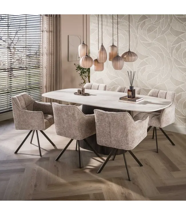 Rispens Hanglamp Altura 4+3-lichts sienna bruin 96 cm – frosted glas