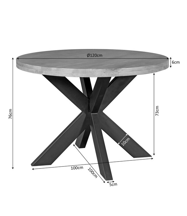 Starfurn Dakota rond Naturel Mangohout 120 cm