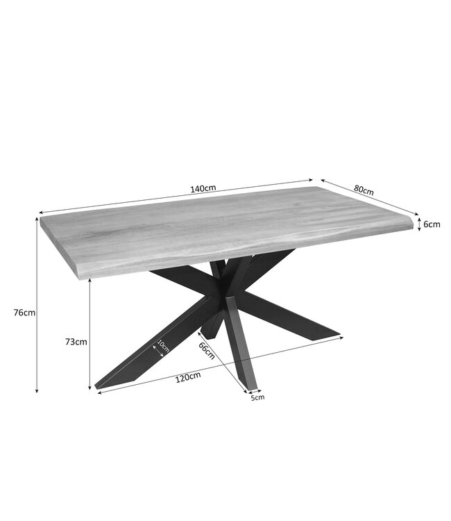 Starfurn Dakota boomstamtafel 140 cm naturel mangohout – FSC® gecertificeerd
