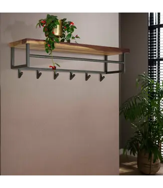 Daytona 6 haken hoedenplank / Massief Saja natural