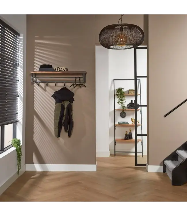 Daytona kapstok met hoedenplank 6 haken 100 cm – massief Saja natural