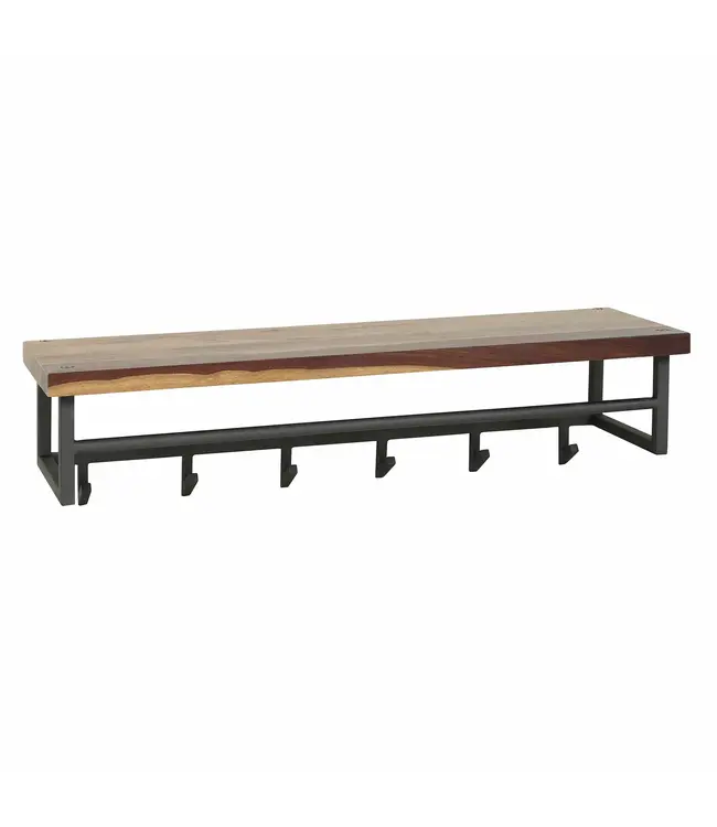 Daytona kapstok met hoedenplank 6 haken 100 cm – massief Saja natural