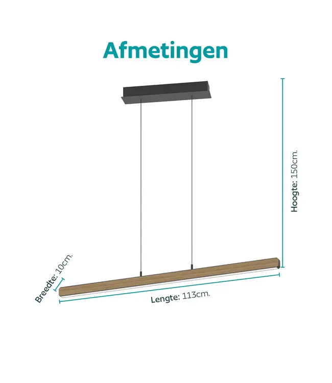 Stars Of Light EGLO Ciggiano LED hanglamp zwart/hout 113 cm – dimbaar en CCT