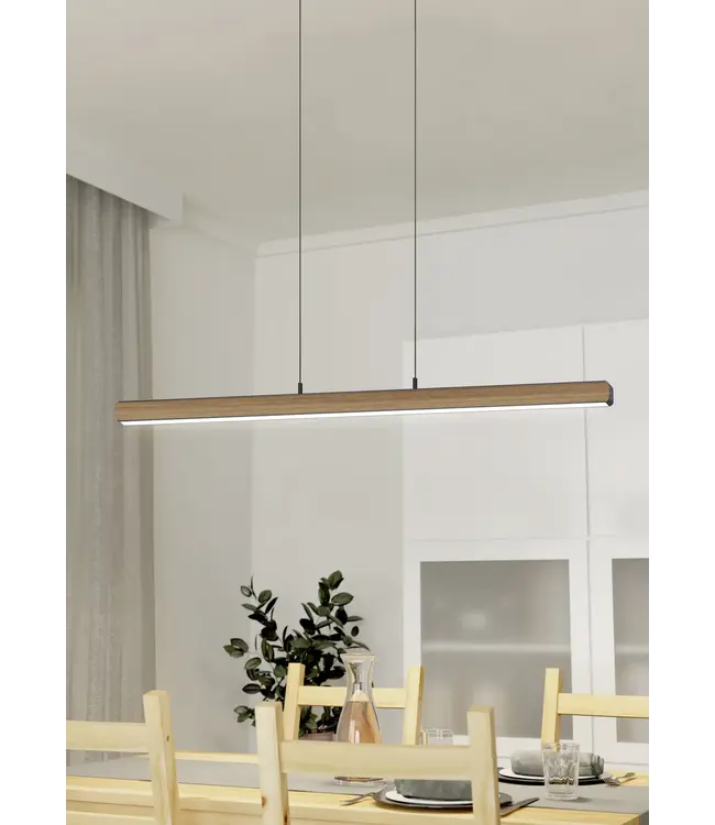 Stars Of Light EGLO Ciggiano LED hanglamp zwart/hout 113 cm – dimbaar en CCT