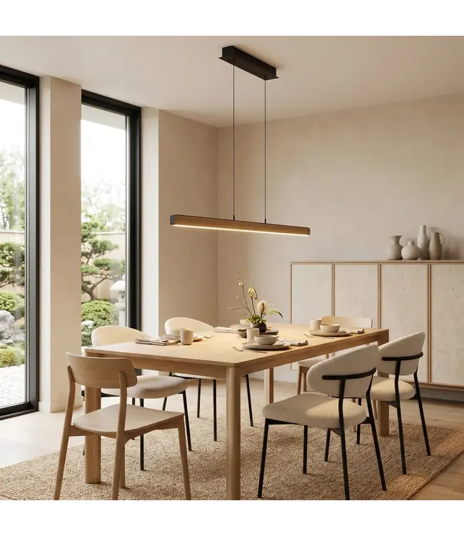 Stars Of Light EGLO Ciggiano LED hanglamp zwart/hout 113 cm – dimbaar en CCT