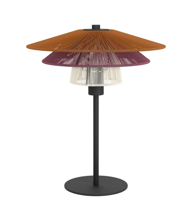 Eglo Pignona tafellamp zwart met textiel rood, oranje en wit Ø 32 cm