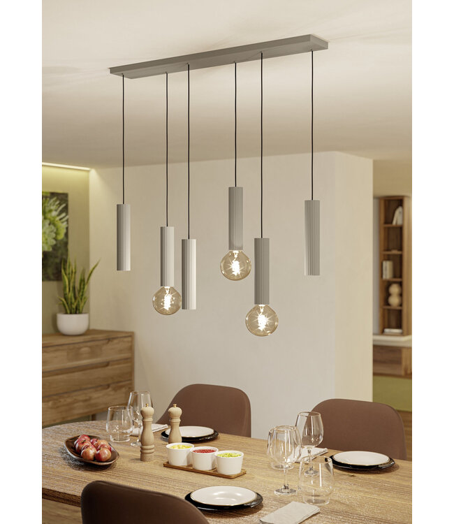Eglo Fariolo hanglamp zandkleur 96 cm – metalen buizen met GU10 en E27
