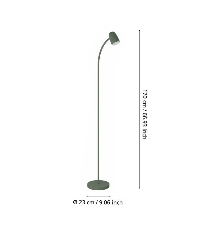 Eglo Carlo staande lamp groen/wit 170 cm – verstelbare leeslamp met E14-fitting
