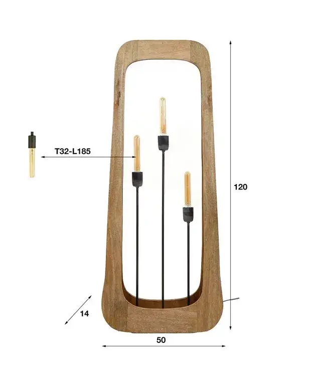 Rispens Bray – mangohout – sfeervolle houten vloerlamp