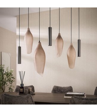 Rispens Cocoon pendel 4+3-lichts / Sienna bruin-frosted