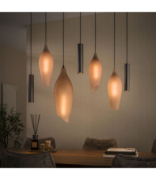 Rispens Cocoon pendel 4+3-lichts / Sienna bruin-frosted