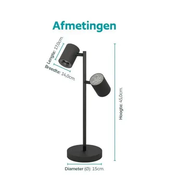 Auro staal Zwart H: 450 mm