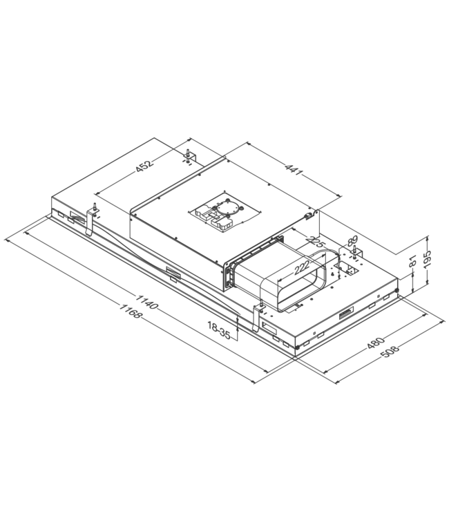 Novy 6920 Plafondunit Pureline Pro Compact  116cm RVS