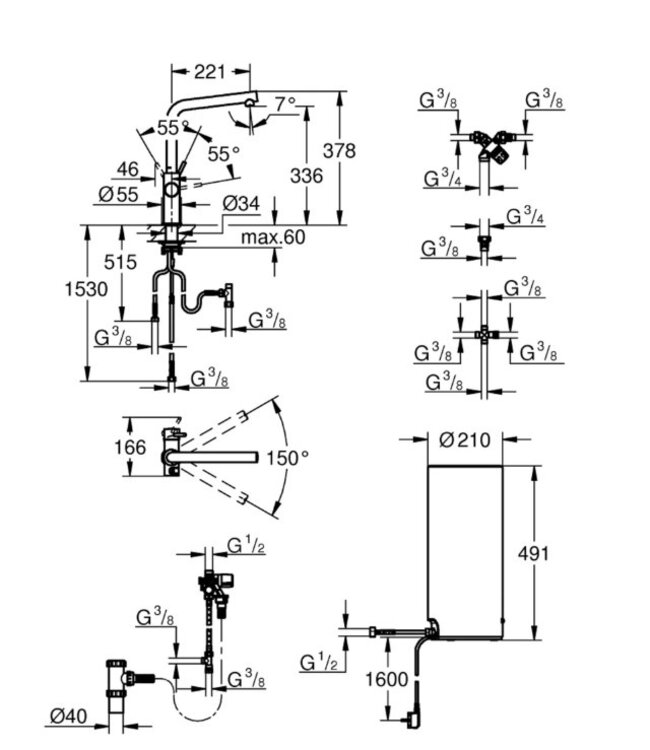 Grohe Red Duo L 3in1 kokend waterkaan