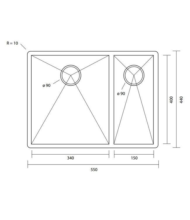 Alpha 3415 SUALP3415 anderhalve RVS Spoelbak