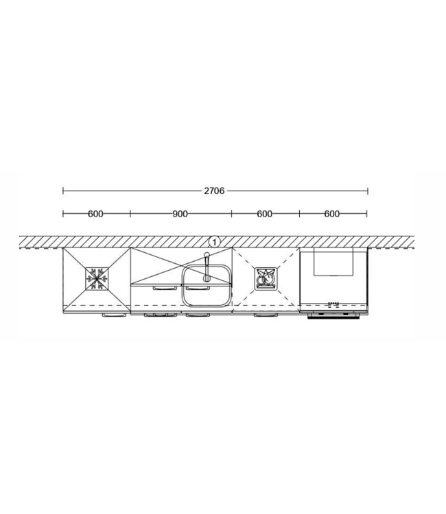 Keuken blok standaard 270cm inclusief apparatuur