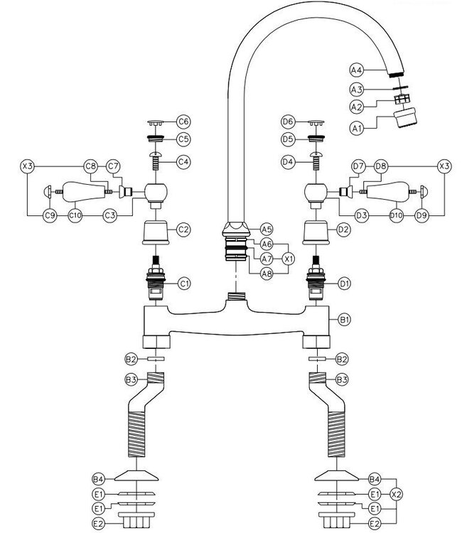 Abode Ludlow keukenmengkraan bridge oud brons