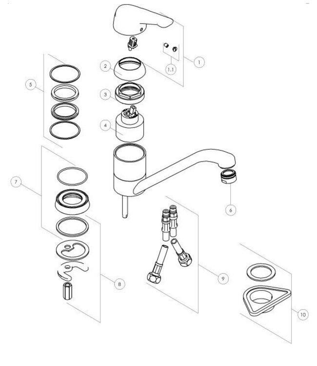 Doeco Majestic 11113 keukenmengkraan chroom