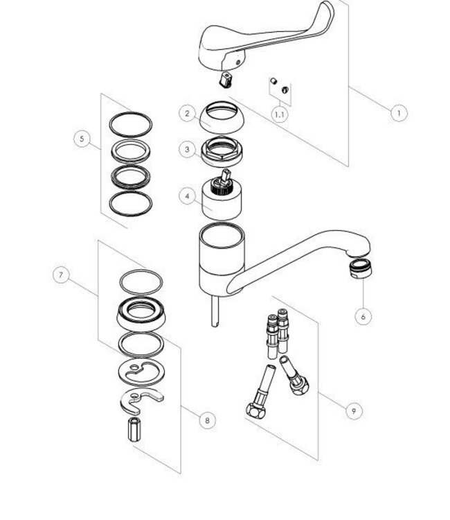 Doeco Majestic 11113 keukenmengkraan chroom
