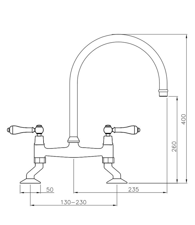 Abode Ludlow keukenmengkraan bridge RVS look