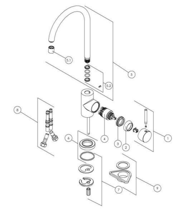 Doeco Royal 133 keukenmengkraan zwart