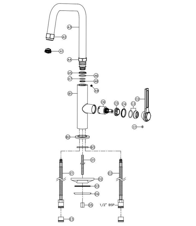 Abode Hex keukenmengkraan RVS look