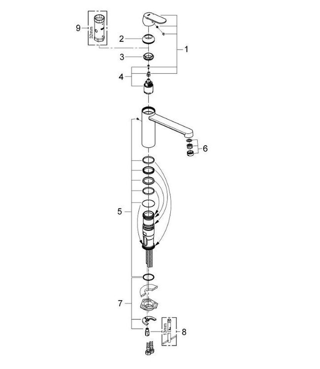 Grohe Eurosmart Cosmo 30193000 keukenmengkraan chroom