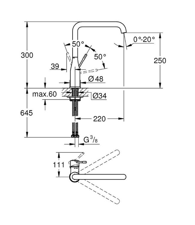 Grohe Essence 30270000 keukenmengkraan chroom