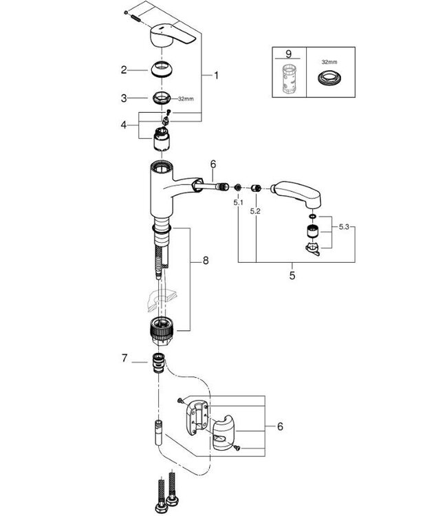 Grohe Eurosmart Zero 30305DC1 uittrekbaar keukenmengkraan supersteel