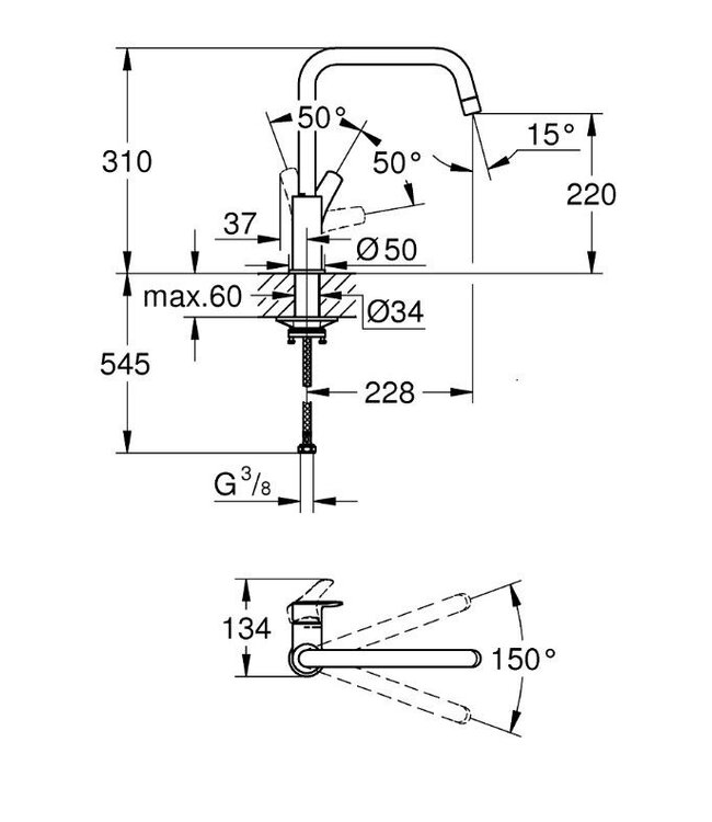 Grohe Eurosmart Zero 30567000 keukenmengkraan chroom