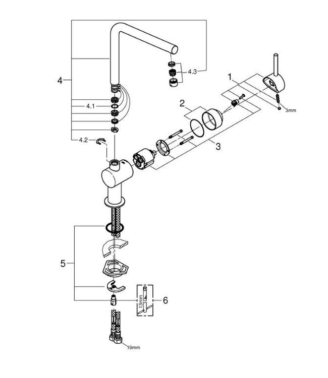 Grohe Grohe minta-L 31375000 keukenmengkraan chroom