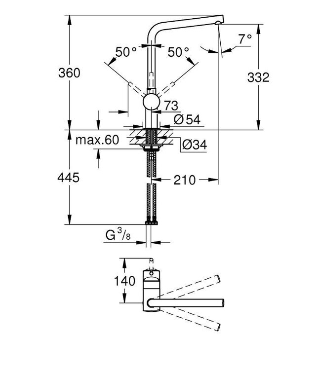 Grohe Grohe minta-L 31375DCO keukenmengkraan supersteel