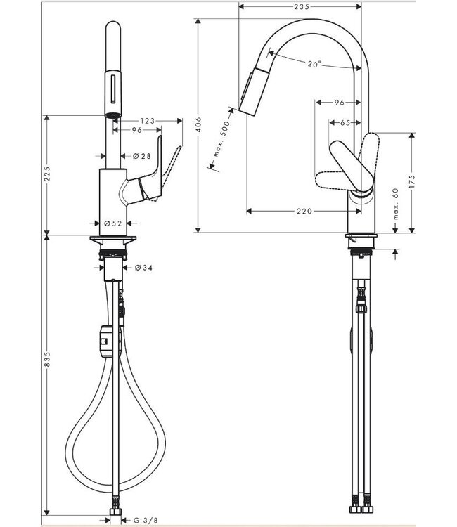 Grohe Focus 31815 keukenmengkraan chroom