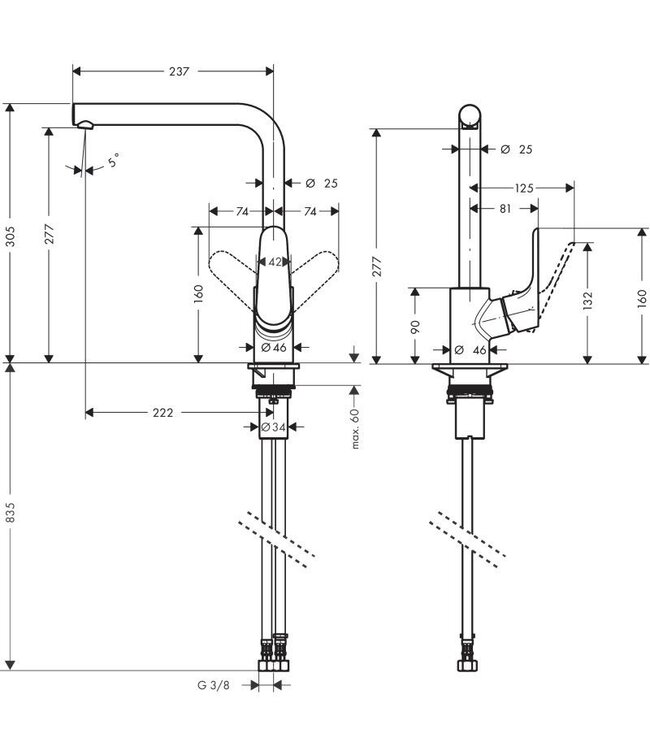 Grohe Focus M41 31817 keukenmengkraan mat zwart