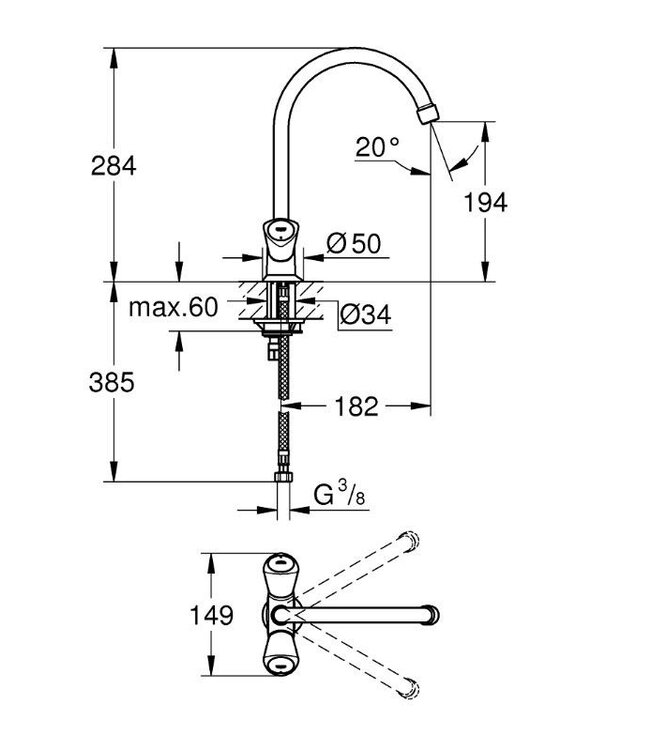 Grohe Costa s 31819001 keukenmengkraan chroom