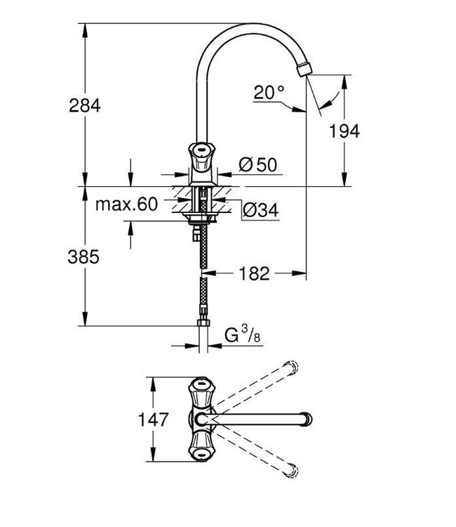Grohe Costa 31831001 keukenmengkraan chroom