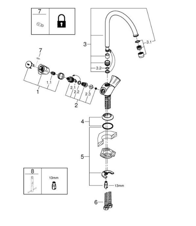 Grohe Costa 31831001 keukenmengkraan chroom