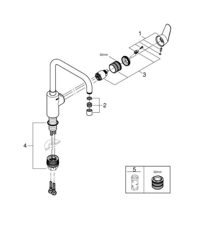 Grohe Eurodisc COSMO Zero 32259003 keukenmengkraan chroom