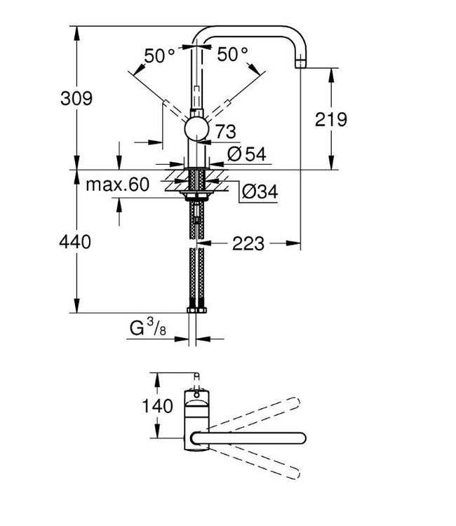 Grohe Minta 32488000 keukenmengkraan chroom