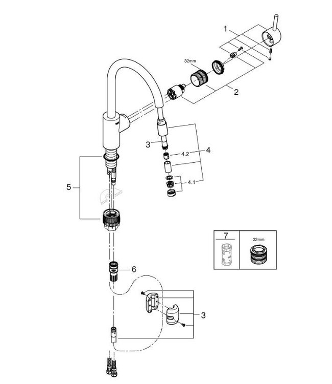 Grohe Concetto Zero 32661003 keukenmengkraan chroom