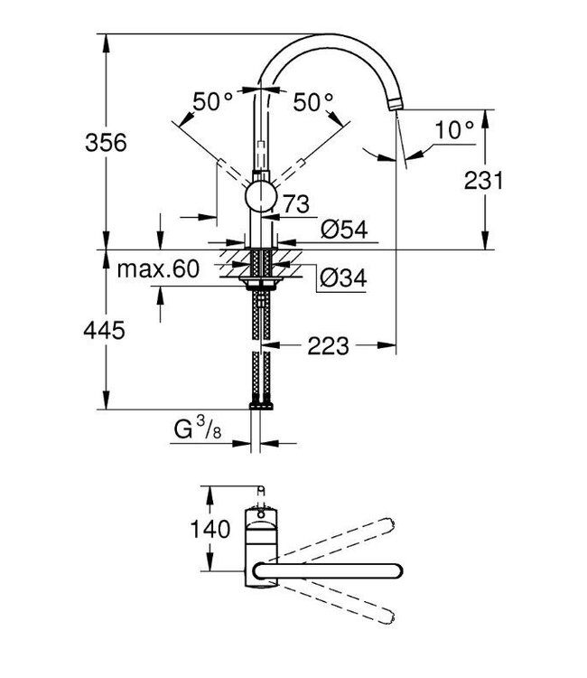 Grohe Minta 32917000 keukenmengkraan chroom