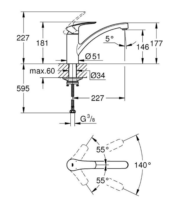 Grohe Eurosmart Zero 33281DC3 keukenmengkraan supersteel