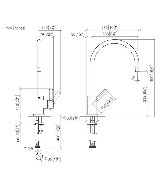 Dornbracht Tara classic kraan keukenmengkraan platina zwart