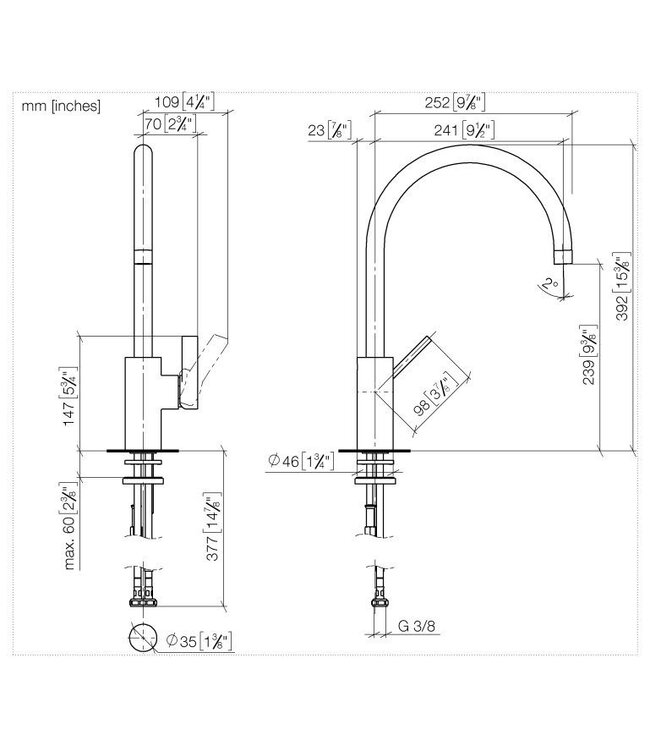 Dornbracht Tara ultra keukenmengkraan chroom