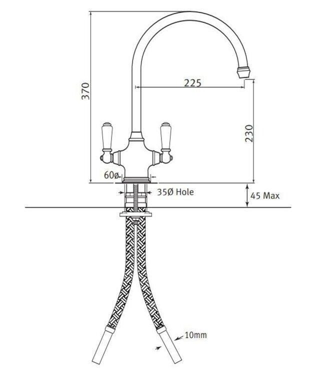 Perrin & Rowe Phoenician 4460 keukenmengkraan nikkel mat
