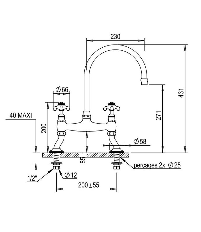 Horus Montmartre 50141 keukenmengkraan mat zwart