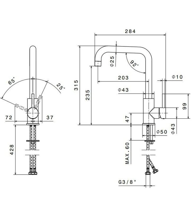 Newform Real 63420 keukenmengkraan RVS