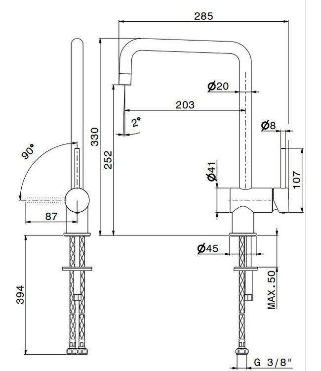 Newform XT 64320 keukenmengkraan chroom